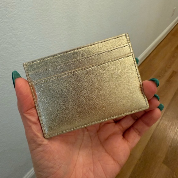 NWOT SAINT LAURENT GOLD LEATHER CARD CASE - Picture 2 of 6